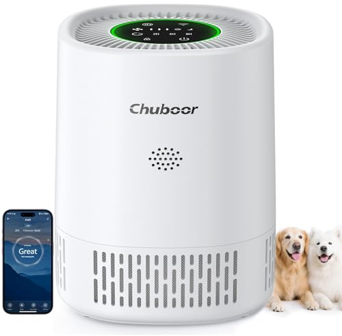 Smart Air Purifier for Home,CADR 250m³/h for 45m², App/Alexa Control, 24dB Quiet Sleep Mode, Chuboor H13 HEPA Air Purifier for Bedroom/office/Dorm for Smoke/Pet Hair/Dust/Allergie/Pollen/Odor/-PJ07