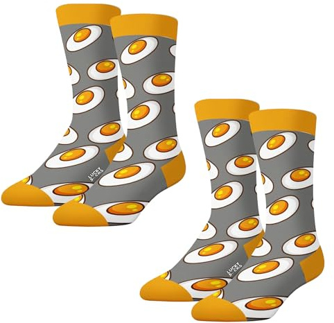 Lucky Boxer PK2L Set de 2 Pares de Calcetines Largos Lucky Socks diseño Huevos fritos 41-46, Hombre