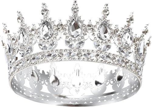 Tiara de Corona de Cristal con Peine de Strass en Plata, Tiara de Boda con Brillantes para Boda, Corona de Novia para Cumpleaños, Baile de Graduación, Fiestas de Princesas, talla única, Gema, Cristal