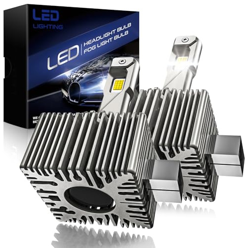 OVVOFPP Lampadina Led D1s 36000 Lm, 200 W, 6500 K, Bianco, Estremamente Luminosa Per Fari Auto, Sostituisce 1:1 Le Lampadine Allo Xeno Hid, Plug And Play, 2 Pezzi