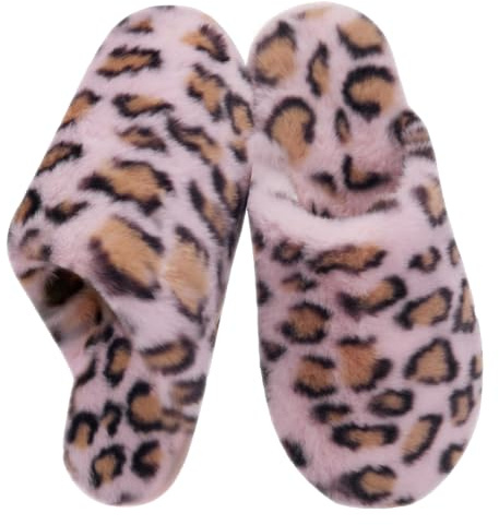 Donpapa Chaussons Femme Homme Hiver Chaud Mémoire Mousse Fourré Pantoufles | Mules à Motif Léopard, Moelleuses et Douces, Antidérapantes, pour Intérieur et Extérieur