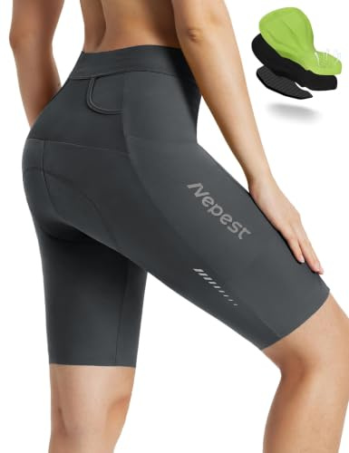 Nepest Bicycle Shorts Women Padded 4D Road Cycling, Quick Dry Dark Grey, M