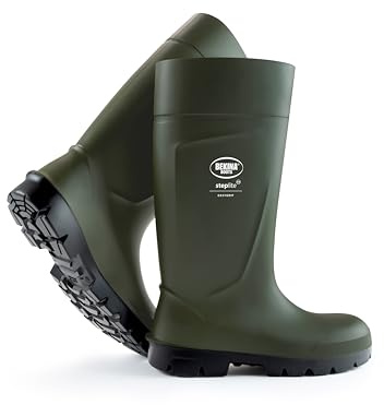 Stivali di Sicurezza di qualità per Gli Uomini, sin Punta in acciaci, per l'agricoltura, Piume Leggere, Alta Usura Comfort, Suola Antiscivolo, Resistente Agente di reinesing, Verde, EU 44