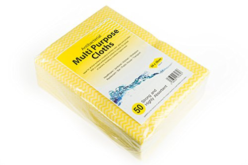 We Can Source It Ltd Pack of 50 x Antibacterial Multi Purpose Cleaning Cloth - Red/Yellow/Green/Blue - Medium Size