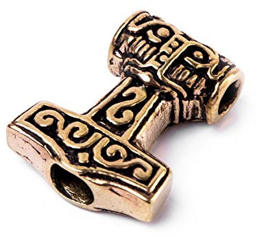 Windalf Wikinger Haar & Bartschmuck Thoralf 20 mm Thorshammer Perle Bronze
