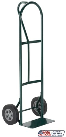 Harper Trucks 600lb Capacity Steel P-Handle Hand Truck, 8 inch Solid Rubber Wheels