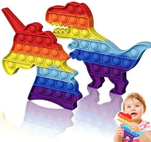 HOUT® 2 Packs Poppit Pop Fidget-Toy Set - Bubble Popet Antistress Spielzeug | Figetttoys Autismus braucht druckentlastendes Spielzeug Regenbogen