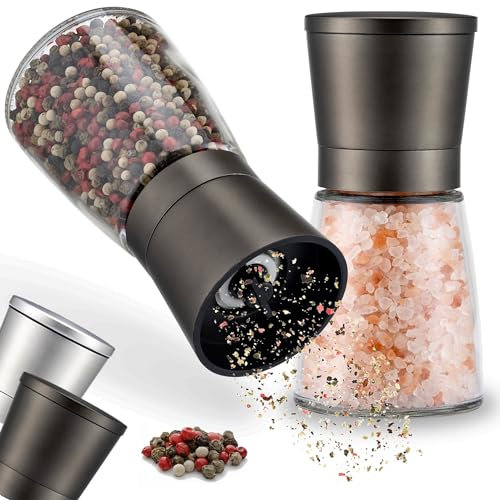 ZOLMER Set 2 macina sale e pepe manuale con macinino in ceramica regolabile - Macina pepe e sale in acciaio inox di alta qualità - Macina peperoncino
