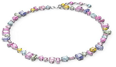 Swarovski Gema Necklace, Pastel Mixed Cut Crystals in a Rhodium Tone Plated Setting, from the Gema Collection