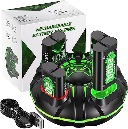 Akku für Xbox One/S/X/Xbox Series X/S, 2.5H Schnelllade RGB LED Modus 4x2000mAh Akku für Xbox Series X/S/Xbox One/Xbox One X/Xbox One S/Xbox One Elite Controller