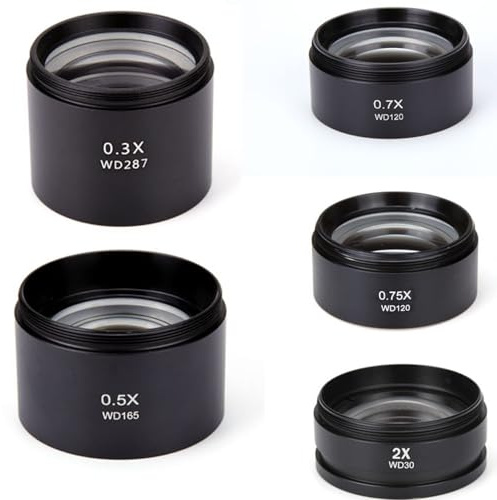WD30 WD160 0.5X 0.3X 1X 1.5X 2X Lente di Barlow Trinoculare Stereo Microscopio Lente Obiettivo Ausiliario Filettatura da 48mm (Color : 1X 2X)