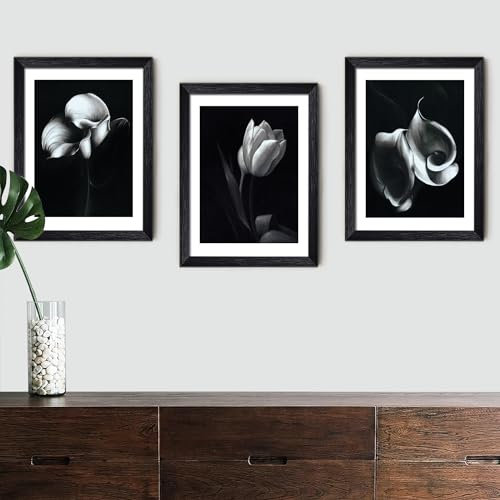 LIYAOLI Framed Wall Art for Living Room,12 x 16 Inch Black and White Pictures for Bedroom Walls Set of 3 Framed Canvas Wall Art for Bathroom Home Office Decor