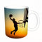 KDWJS Mug porcelaine fine Mug Tasses de 11 oz 330ml pour collègue,amis,frères et soeurs imprimer Tasse de café exquis CadeauSilhouette de basket-ball contre le ciel.