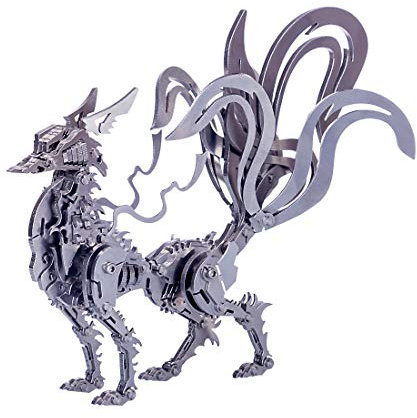 Rompecabezas de metal 3D DIY 9 Taily Fox Kits de construcción de modelos 3D for adultos, mini figuras de criaturas míticas, kit de construcción de metal, juego de manualidades, construcción de modelos
