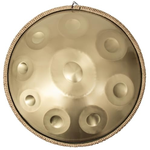 KELIODY Tambour handpan harmonique doré 432 Hz en ré mineur 9 tons 56 cm Tambour à languettes, Percussion pour la guérison sonore, la méditation personnelle, le yoga pour débutants et amateurs de