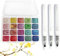 Barlone 20 Farben Metallic Aquarellfarben Set, Glitzerfarbe Watercolor Set Mit 3 Wasserpinsel, Metallic Wasserfarben, Solid Glitzer Aquarellfarben, Löslich und Mischbar, für Kinder,Anfänger und Profis