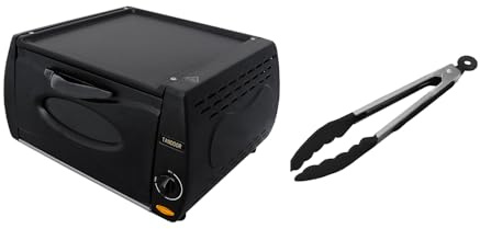 Tandoor Oven Mini Pizza Chapati Roti Lahmacun Manakish Naan Bread Maker Electric Tandoori Takeaway Kitchen Appliance Top Plate Aluminium Glass with Tongs Bundle