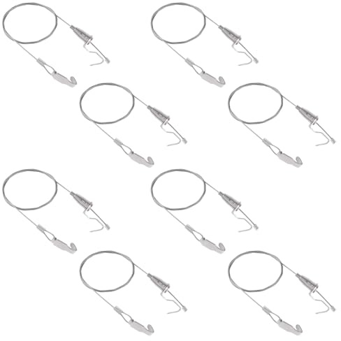 UFURMATE Kit para colgar cuadros con ganchos, 8 piezas de cuerda de alambre ajustable de acero inoxidable resistente profesional para imágenes de pared, exposición (1 m, gancho pequeño)