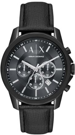 Armani Exchange Watch For Men, Chronograph Movement and 44mm Case Size with Stainless steel, Leather or Silicone strap