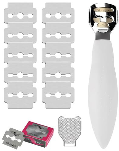 YNR Callus Remover for Feet - Foot File Corn & Callus Remover, Pedicure Tool Includes 10 Replacement Heads, Heel Scrubber & Scraper, Corn Remover for Feet | (White)