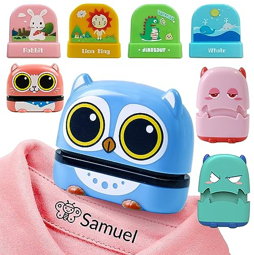 FROKIK Sellos de Nombre Personalizados Para Ropa de Niños, Sello Ropa Niños Personalizado, Marcador Personalizable de Ropa, Marcador Ropa Bebe Guarderia (01)