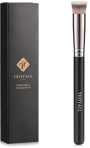 TEOYALL Flachkopf Concealer Rouge Pinsel, Synthetischer Kabuki Pinsel zum Mischen, Festlegen und Auftragen von flüssigen, Cremes und Puder-Kosmetika
