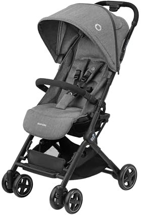 Maxi-Cosi Lara2 Buggy Barnvagn, 0–4 år, 0–22 kg, Spädbarn & Småbarn, Lätt och Kompakt Resebarnvagn, 3 Lutningslägen, Plant Liggläge, Automatisk Hopfällning, Axelrem, Select Grey