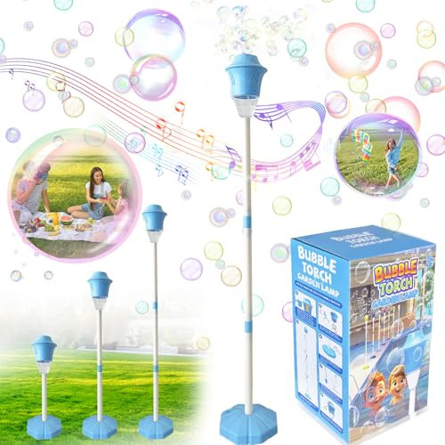 Seifenblasenmaschine Automatischer,Stehende Seifenblasenmaschine Kinder 46 Inches,Seifenblasen Machine mit 3 Höhen verstellbar mit LED/Musik,für Blasenparty,Sommerspielzeug,Sommer Themed Party