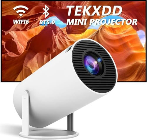 TEKXDD Mini Projector [2025 Upgraded] Native 720P HD, Supports 4K 1080P Portable Projector Movie Projector Auto Keystone Compatible for Laptop, PC, Smartphone Video Projector for Home Cinema