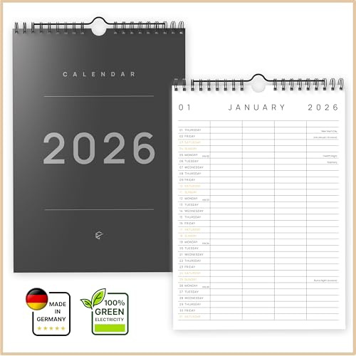 Family Calendar 2026 4 columns - Couple Calendar 2026 - Planner 2026 4 columns - Wall Calendar 2026 A4 Portrait - Family Planner 2026