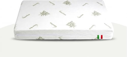 Sogni felici Materasso per Lettino Neonato 60x120 cm Spessore 10 cm con Cuscino – Rivestimento Aloe Vera Antiacaro, Traspirante e Lavabile antisoffocamento OEKO-TEX Standard 100 e CertiPUR