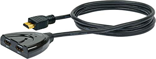 SCHWAIGER -HDM21A 531- HDMI®-omkopplare | svart | 0,7m | Växel för upp till två digitala uppspelningskällor (bild och ljud) med HDMI-anslutning till en utgångsenhet