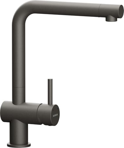 SCHOCK Küchenarmatur LAIOS Silverstone – graue Hochdruck Armatur mit Festauslauf und Standard Norm-Anschlüssen