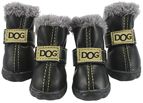 4 Botas De Nieve para Cachorros, Suaves Zapatos De Invierno Cálidos para Perros, Botas De Nieve Impermeables Antideslizantes para Cachorros, Protectores De Patas para Perros Pequeños (S//L)