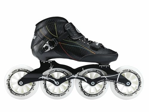 Inline Speed Skates Adult for Women and Mens, Professional Fitness Skating Roller Skates, High Performance Racing Skates, Unisex Black (Blackwhite, US 7.5 / EU 40)