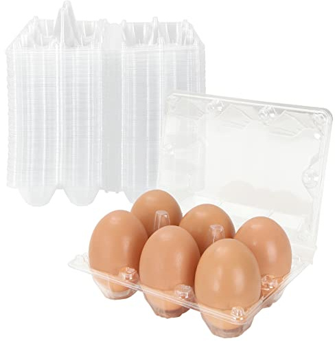 DAJAVE 100 Pack Plastic Egg Cartons Bulk, 2x3 Egg Holders Style Holds up for 6 Eggs, Half Dozen Egg Carton for Family, Pasture, Farm Markets Display(Medium)