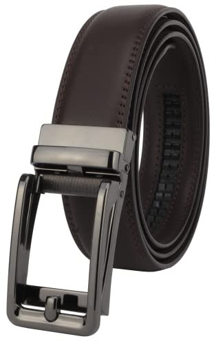 Masters & Stylists Herren Gürtel in Braun, ledergürtel herren mit automatischer Schnalle ohne Löcher, Eleganter e widerstandsfähig automatik gürtel, mit Geschenkbox, Breite 3,5 cm, Länge 110 cm