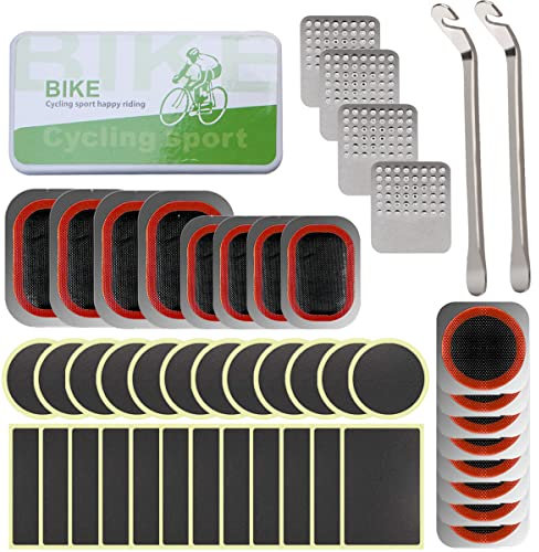 EDIONS Fahrradreifen Patch Flickzeug, Flickzeug Fahrrad Fahrradreifen-Reparaturset mit leimlosen selbstklebenden Flicken, Vulkanisierflicken, Metallraspel für Fahrrad, Motorrad (Satz 2)