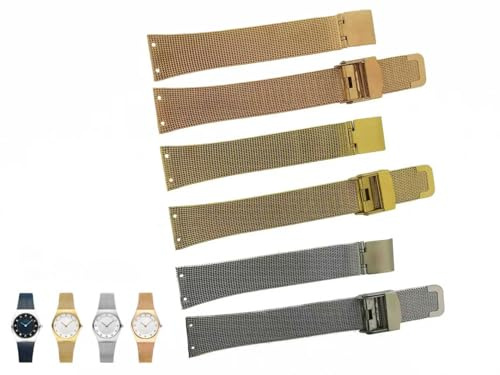 Ersatz-Uhrenarmband für Bering Unisex-Armbanduhr mit Schraube, schmales Armband, 18 mm-14 mm (18 mm), goldfarben