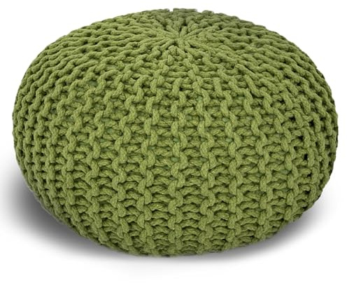 casamia Pouf Ø 55 o. 45 cm Strickhocker Sitzpouf Bodenkissen für Innen Indoor Größe ø 45 cm, Farbe grün
