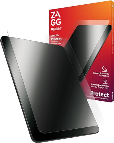 ZAGG InvisibleShield Glass Elite, Displayschutz aus gehärtetem Glass für iPad Air 11 [2024] [11-Inch], Hüllentauglich, schmutzabweisend, kratzfest, stossfest, einfache Installation (Transparent)