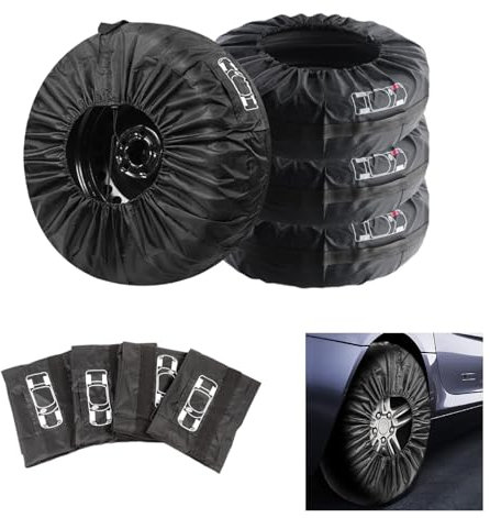 HONXUN 4 Stück Reifentaschen Set,Auto Reifentasche Schwarz 19-23 Zoll Reifensäcke für sauberen Transport und Lagerung, Waterproof Staubdicht, Abwaschbar