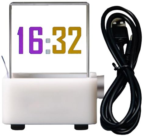 Orologio ologramma WiFi, cubo ologramma , orologio da scrivania ologramma, piccola stazione meteorologica trasparente, visualizzazione digitale in reale, decorazione da scrivania con