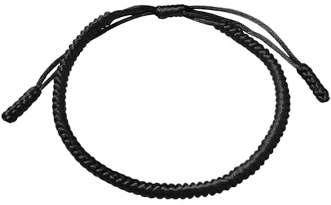RUGBOL Bracciale, Bracciale Paracord Fatto a Mano per Donne Uomini Semplici Braccialetti Regolabili con Ciondoli Intrecciati Gioielli Minimalisti per Regali di Coppia Amicizia (Nero)