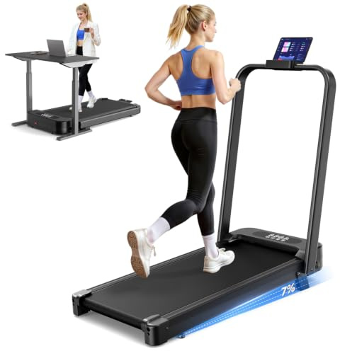 Folable Walking Pad with Incline, 2.5HP Under Desk Treadmill for Home 8KM/H | 8% Incline, 3 in 1 Use, 130KG Capacity, Remote Control & LED Display, Shock Absorption, Transport Wheels, <45dB Low Noise