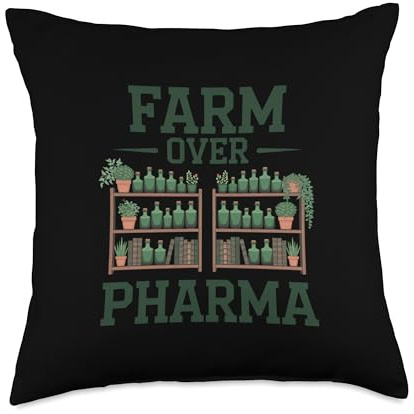Farm Over Pharma Herbal Plants Books Jars Throw Pillow
