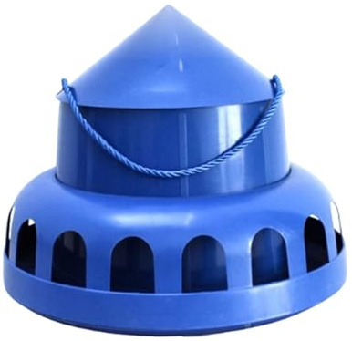 Automatic Chicken Feeder with Poultry Feed Bucket Bird And Quail Bowl PP Hanging Dispenser with Easy Removable Lid, 17 hole