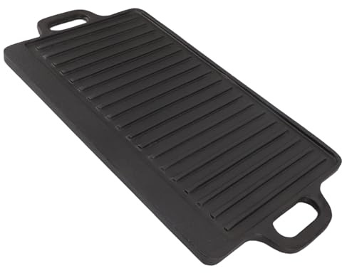 SIXRUN Plaque de Cuisson en Fer Double Face, Plaque de Gril Réversible à Chauffage Uniforme pour Cuisinière à Gaz, Cuisine de Camping, Cuisinière Induction en Plein Air (S)