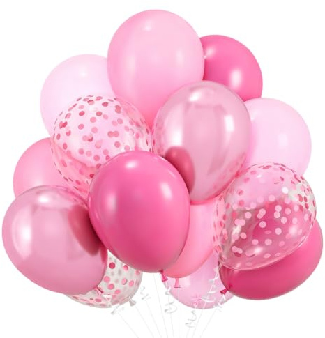 31 rosa metallic och rosaröda ballonger med glitter