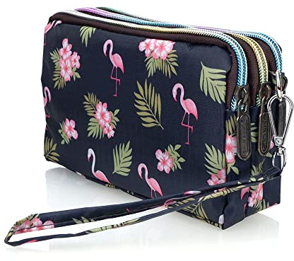 conisy Pochette da Donna, Piccola Borse a Tracolla Clutch con Laccetto e Cinturino, Semplice Floreale Portafoglio Donna Grande (WH-N03)